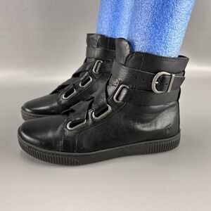 Sleek Black Ankle Boots with Buckle Straps